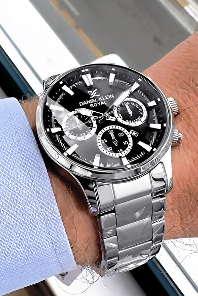 Daniel Klein Royal Erkek Kol Saati 3 Atm Su Geçirmez Gümüş Renk Çelik Kordon Bileklik Hediyeli Dke2023c1