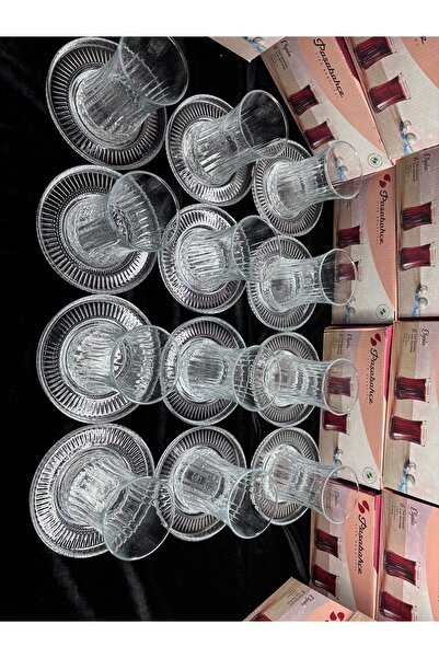 Paşabahçe Elysia Çay Bardağı Riva Çay Tabağı Takımı 24 Parça