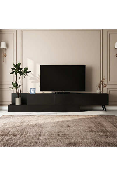 Stylish Home طاولة تلفزيون باللون الاسود قابلة للتمدد - TV55