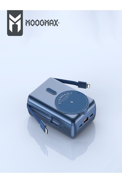 MOOGMAX 20000mAh Magnetic Wireless Power Bank with 22.5W Super Charging and Built-in Cables with 15W Wireless Charging