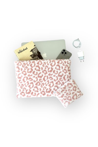 BABY KANGAROO Plush 11-13-14-15-16 Inch Leopard Pink-Brown Computer Case, Laptop Case, Tablet Case