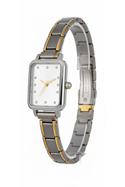 Nicevia ساعة فضية مستطيلة الشكل للجنسين – سوار فضي/ذهبي بتفاصيل دقيقة