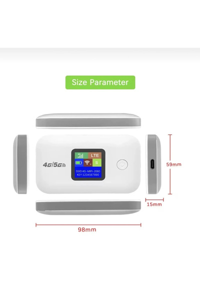 jetucuzal 4G/5G A8-E Mobil Sim Kartlı WiFi Router 300Mbps Kablosuz 3000mAh Taşınabilir Hotspot Cep Modem