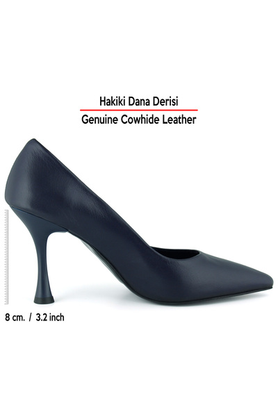 Erkan Saçmacı Suzanna Синій Натуральна шкіра гостроноса класична туфлі на тонкому каблуці