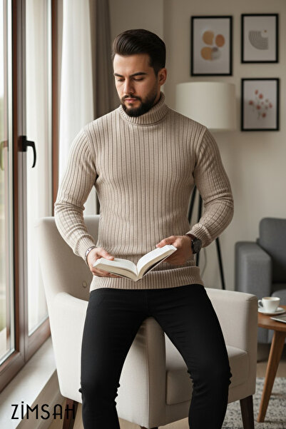 SR Tekstil Ανδρικό πλεκτό πουλόβερ με ζιβάγκο