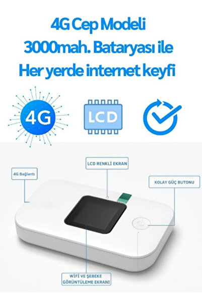 jetucuzal 4G/5G A8-E Mobil Sim Kartlı WiFi Router 300Mbps Kablosuz 3000mAh Taşınabilir Hotspot Cep Modem