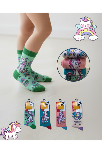 ragistore 5 чифта безшевни момичешки чорапи с мотив еднорог