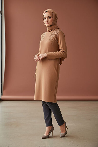 ENDAMIM Large Size Tunic - Twist Knitted Fabric, Lycra