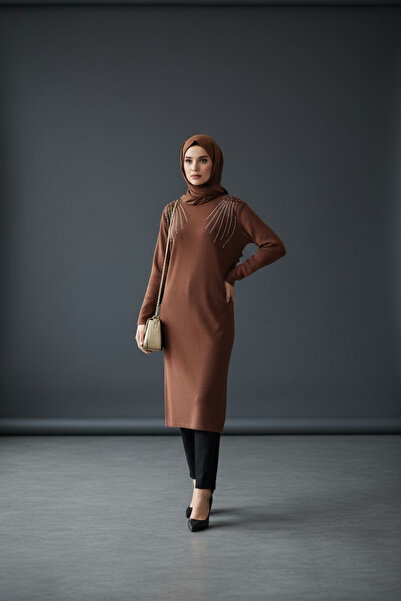 ENDAMIM تونيك مقاس كبير - قماش محبوك ملتوي، ليكرا