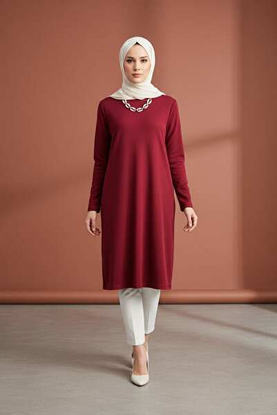 ENDAMIM Large Size Tunic - Twist Knitted Fabric, Lycra
