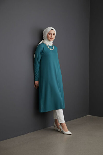 ENDAMIM Τοπ Tunik Plus Size - Πλεκτό ύφασμα Twirl, Lycra