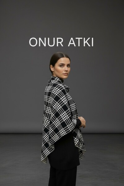 Onur Etol-منقوشة نمط مزدوج الوجهين الكتف منديل المنسوجة النسيج الشتاء شال الم...