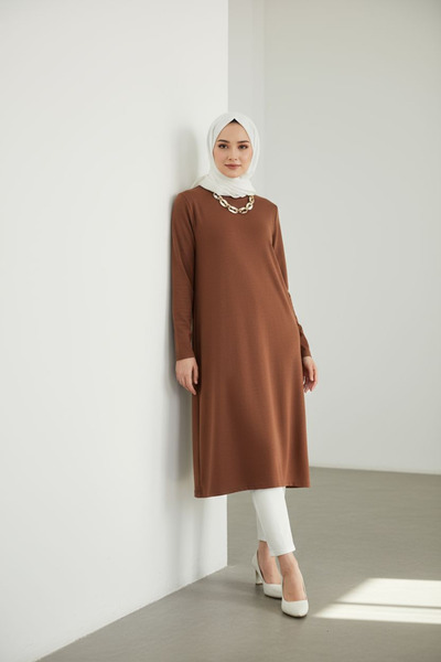 ENDAMIM تونيك مقاس كبير - قماش محبوك ملتوي، ليكرا