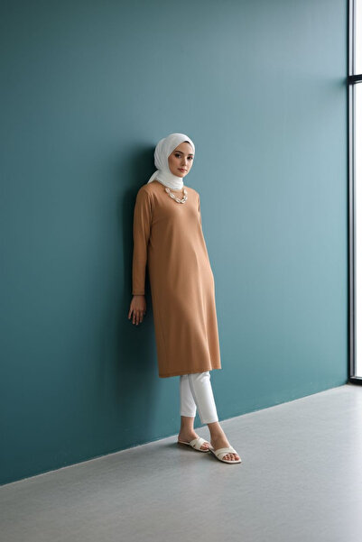 ENDAMIM Large Size Tunic - Twist Knitted Fabric, Lycra