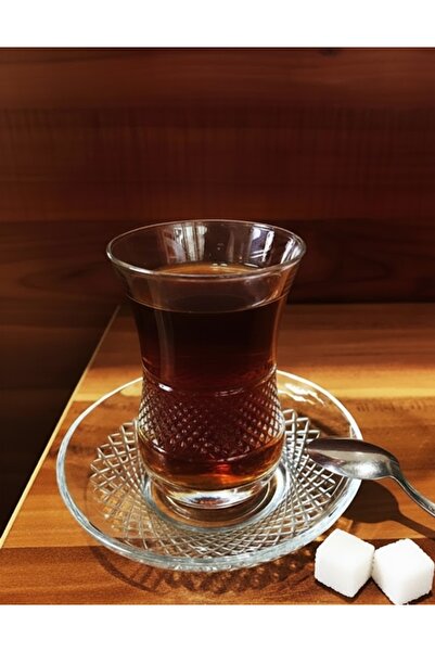 Paşabahçe Saray Model Kesme Dekorlu 6'lı Çay Bardağı 100 cc - Kristal Görünüm...