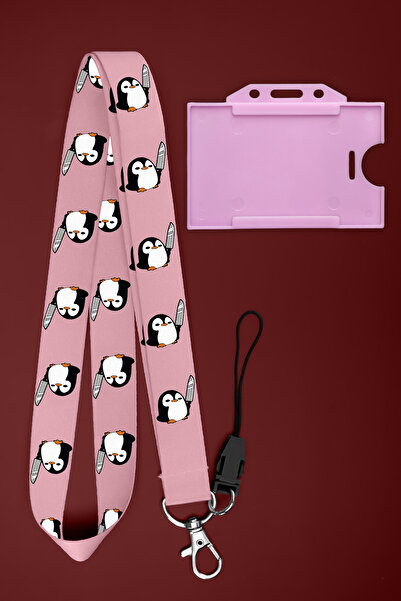 Apptakı Pembe Katil Penguen Boyun İpi Boyun Askı İpi Boyun Askısı ve Kartlık ...