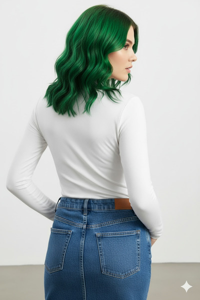 TRİYA FASHİON Women's White Long Sleeve Turtleneck Badi