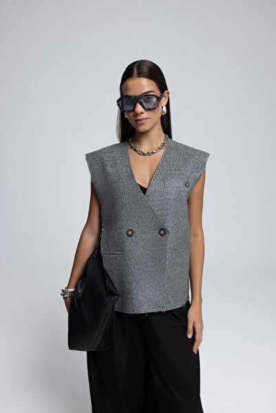 MAI STUDIOS CO. Сірий жилет з боковим розрізом Faven