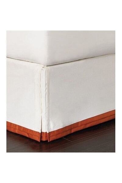 METİNEV Turuncu Köşeli Beyaz Baza Eteği Dack Keten