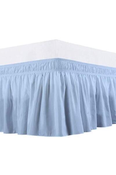 METİNEV Double Sliding Light Baby Blue Base Skirt Cotton Satin