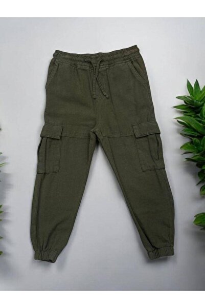 Zekids Λινό παντελόνι Cargo για αγόρι - Με κοψίματα στη μέση