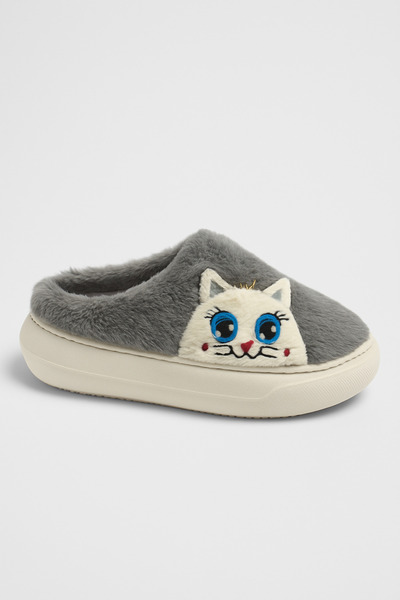 Shoebuo Women's Plush Cat Figured Lightweight Non-Slip Eva Sole Winter Slippers