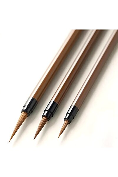 Sanathobi طقم فرشاة تحرير 3 قطع، رقم 1-2-3، جودة أولى - خزف، سيراميك، ذهبي، مصغر، للرسم، رأس أسود