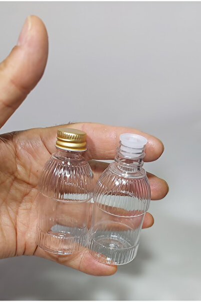 wellLine 50 Adet Boş Gold Kapaklı Tıpalı Kolonya Şişesi Doldurulabilir Cep Plastik Parfüm Şişesi 50 ml Desen