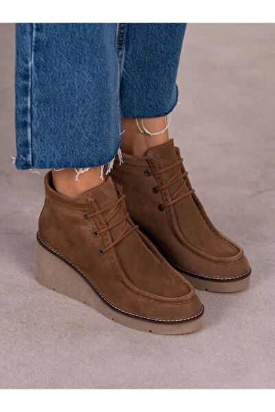 ECENİN BUTİĞİ Durel Camel Süet Hakiki Deri Kadın Bot