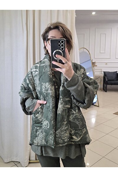 pudubutik Patterned Kimono Coat Green