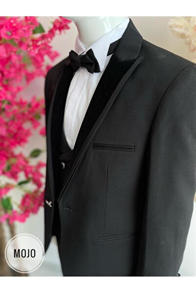 Mogi Erkek Çocuk1-14 Yaş Kadife Yaka Damatlık Set 20319 Siyah