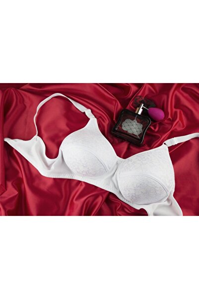 MODELLİFE Red Combed Sponge Bra B Cup Compatible Gathering Lace Bra