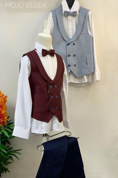 Mojo Bebek Mojo Boy's Sports Vest Suit with Pockets 20439 Claret Red