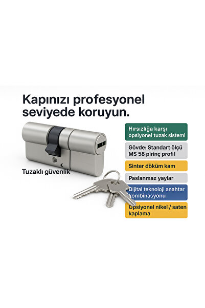 REYYEN Hırsızlığa Karşı Tuzaklı Çelik Kapı Kilit Göbeği Barel Çelik Kapı Kilidi 68mm 3 Anahtarlı