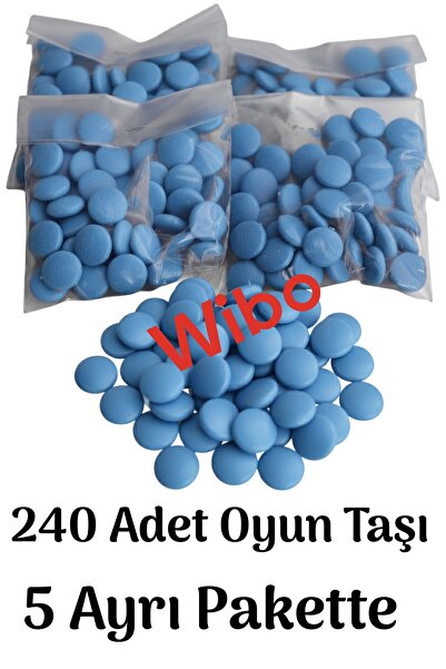 Miajima Plastik Oyun Piyonu Taşı Mangala Oyun Taşı-Go Oyunu ve Kutu Oyun Taşları 240 Adet Mavi