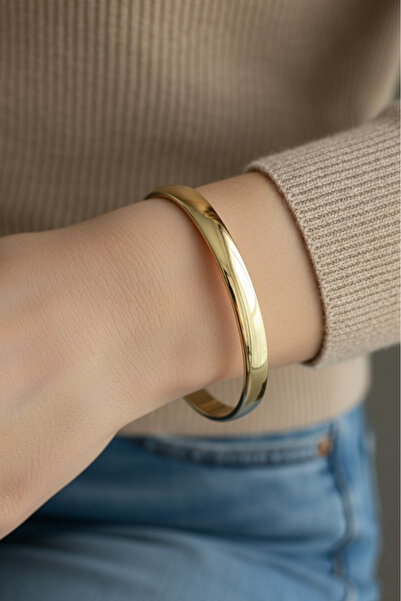 Modacaprea Xuping 18 Cm Daire Sade Kadın Kelepçe Bilezik Bileklik Kararmaz Ka...