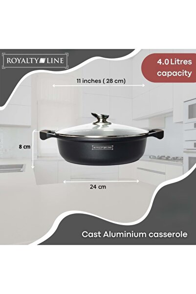 Royalty Line Non-stick shallow pan with marble coating, model BR-ML, 28cm, 4L