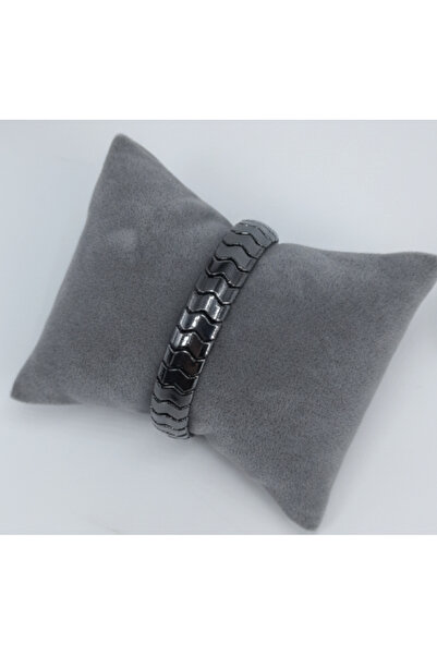 La Clarte Unisex Siyah Renk Geniş Form Şerit Detaylı Bileklik – Ayarlanabilir...