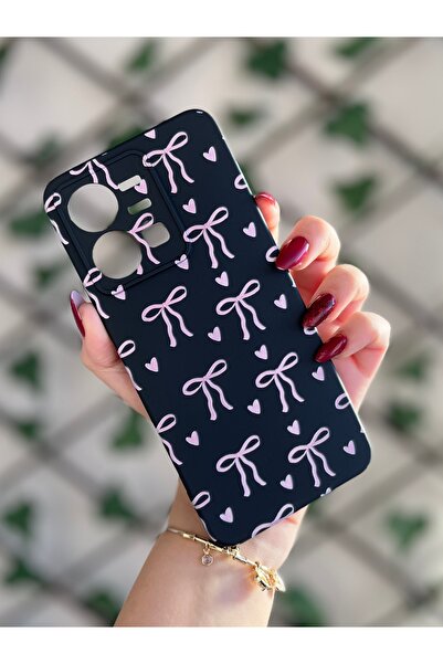 Store Vivo Y22S Compatible Heart and Ribbon Patterned Velvet Inside Launch Phone Case