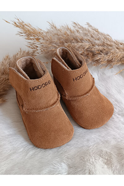 Hodore Lucca Tan Genuine Leather Baby Boots with Fur Inside