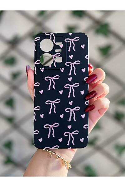 Store Vivo Y22S Compatible Heart and Ribbon Patterned Velvet Inside Launch Phone Case