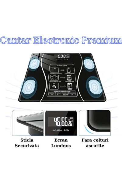 GARDEON Smart Premium Body Scale with App, 180 kg, Backlit Display (Black)