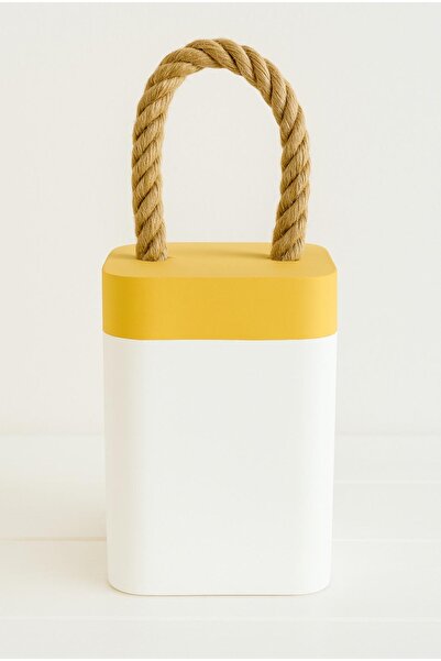 mythos Leo Beton Ağırlık Dekoratif Kapı Stoperi 2,5 kg Beyaz Sarı Dekor Jüt Halat İpli