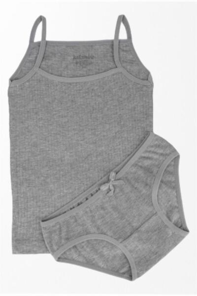 Katamino طقم سليب بناتي مصنوع من القطن بنسبة 100% بحزام من القطن K128293 رمادي