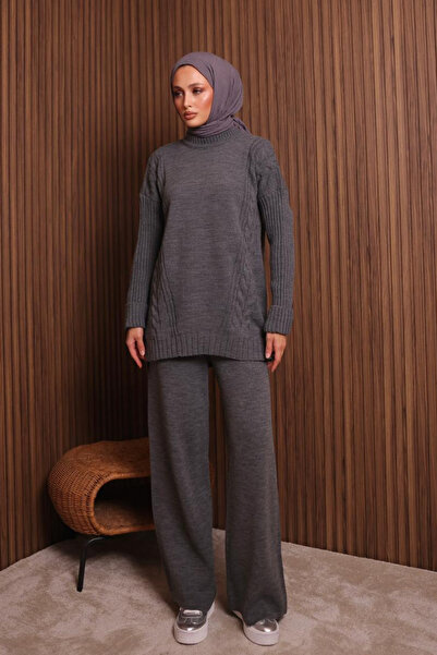 Balenbi Γυναικείο Σετ Πλεκτό Μοτίβο Παντελόνι Τσόκερ Τρικοτόπλεγμα 1134