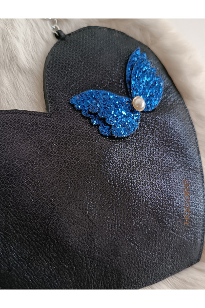 Hodore LoveBerry Справжня шкіра Дитяча сумка Синя з принтом