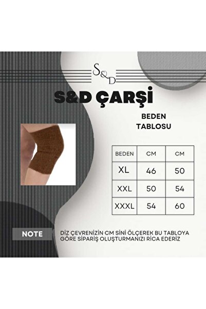 S&D ÇARŞİ Battal Size Warm Men's Camel Hair Short Wool Knee Pad Corset 1St Pair