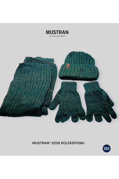 Mustran Children's Fleece-Lined Knitwear Beanie Scarf Gloves Set of 3 - Thick Knitted Winter Gift Model