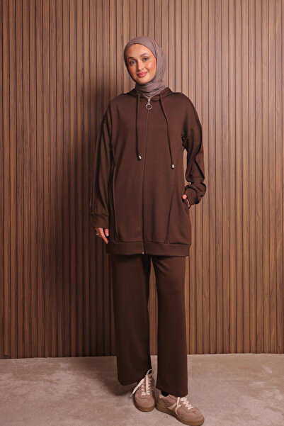 Balenbi طقم حجاب نسائي من قماش المودال قصة فضفاضة بغطاء رأس 1132