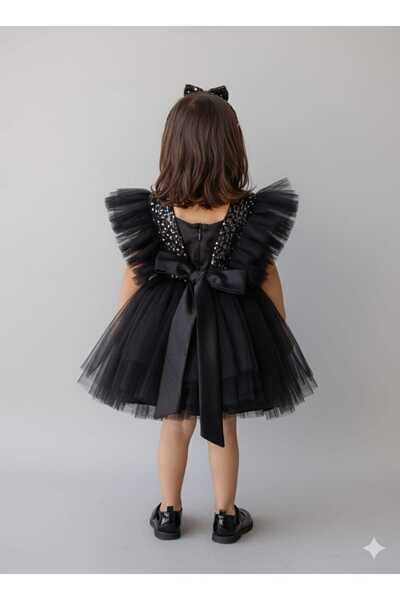 Minik Terzi Siyah payetli tül elbise